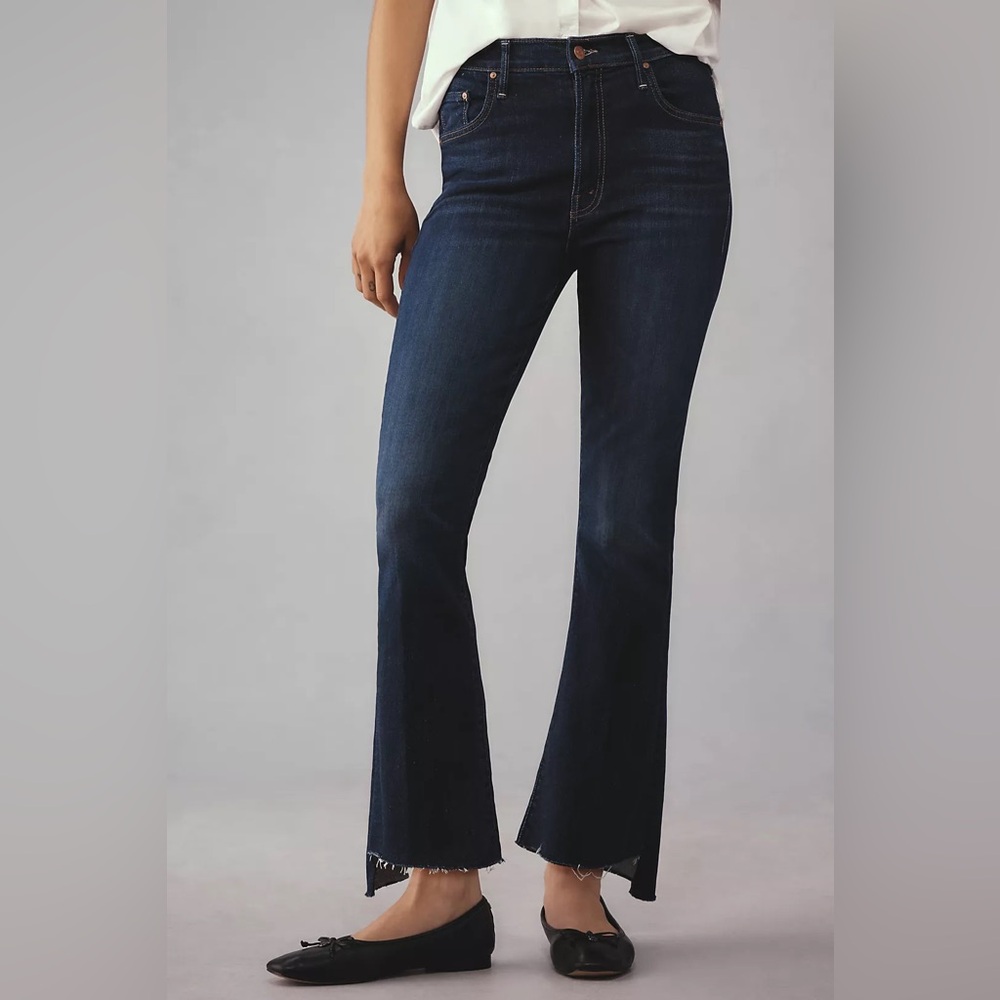 MOTHER Insider Crop Step Fray Dark Wash Jeans
